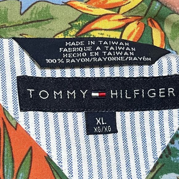 Vintage Y2K Tommy Hilfiger Floral Hawaiian Button Up Shirt Size XL Rayon Surf - Picture 5 of 9